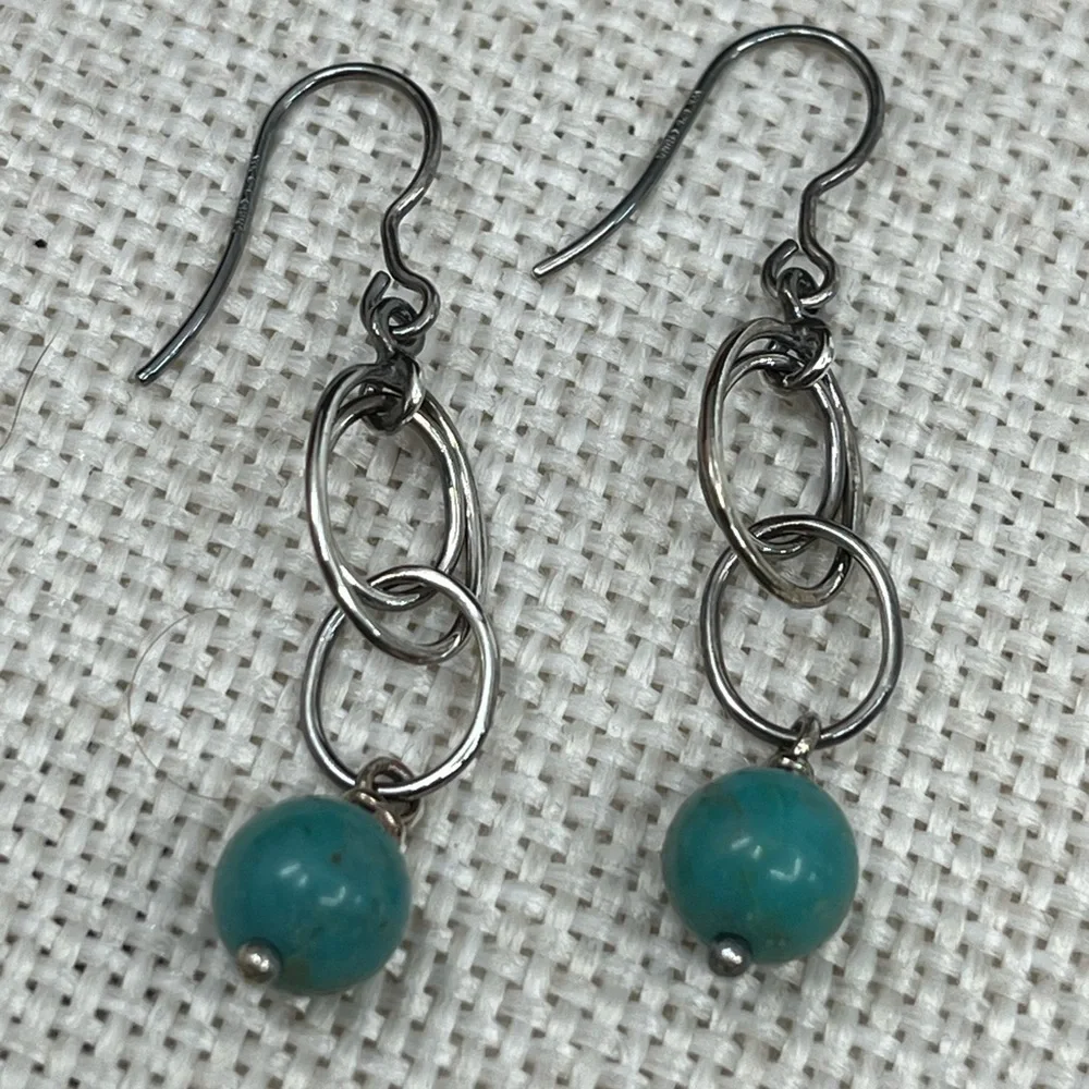 Vintage Whitney Kelly Sterling Silver Earrings with Turquoise Beads - Picture 4 of 16